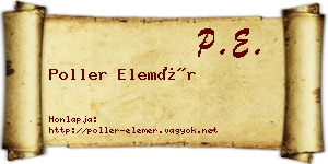 Poller Elemér névjegykártya